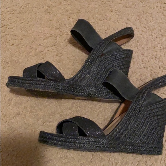 Black Espadrille Wedges Sz 8 - Picture 3 of 6